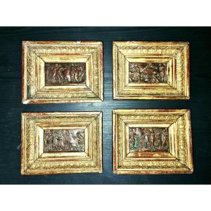 Four Miniature Reliefs With Mythological Scenes From Antiquity, France 19th Century