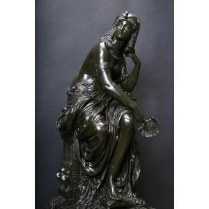 Grande Statue En Bronze Patinée De Cleopatre, Attr. Mathurin Moreau (1822 Dijon - 1912 Paris)