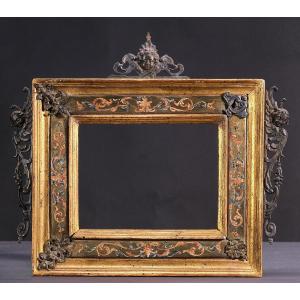 Miniature Frame With Decorations And Paintings In Silver Bronze, Rome 17th