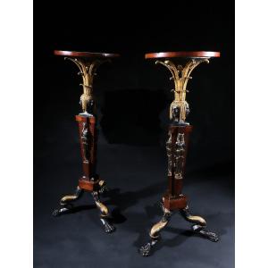 Pair Of “return From Egypt” Torch Holders Attributed To Agostino Fantastici, Florence 1820