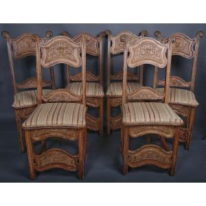 Rare Suite De Six Chaises, Prob. Lorraine, 18ième Siècle