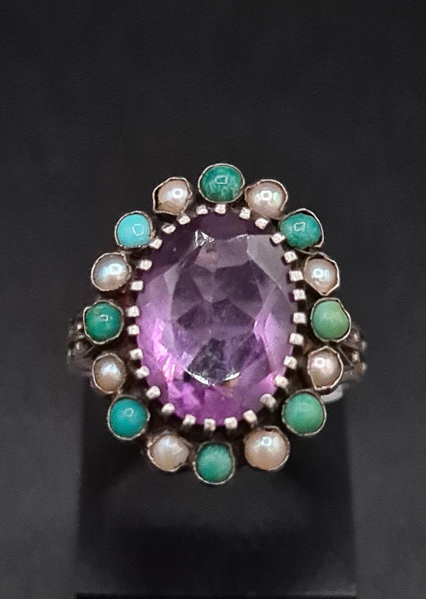 Amethyst and hot sale turquoise ring