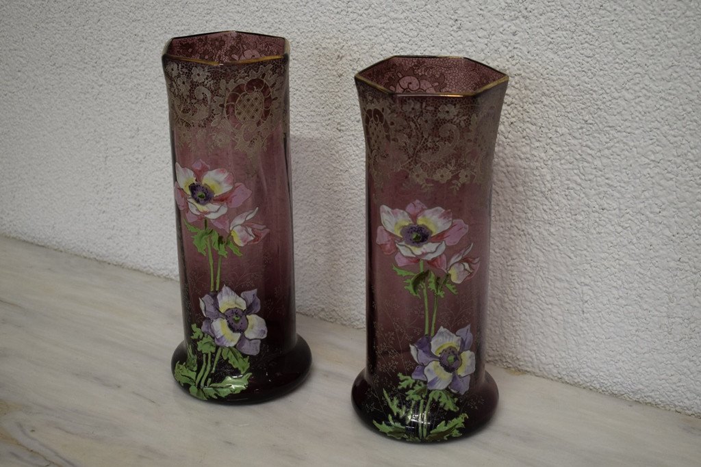 Pair Of Enameled Vases-photo-2
