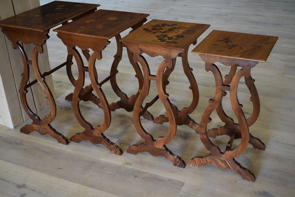 Art Nouveau Nesting Table Signed Gallé-photo-1