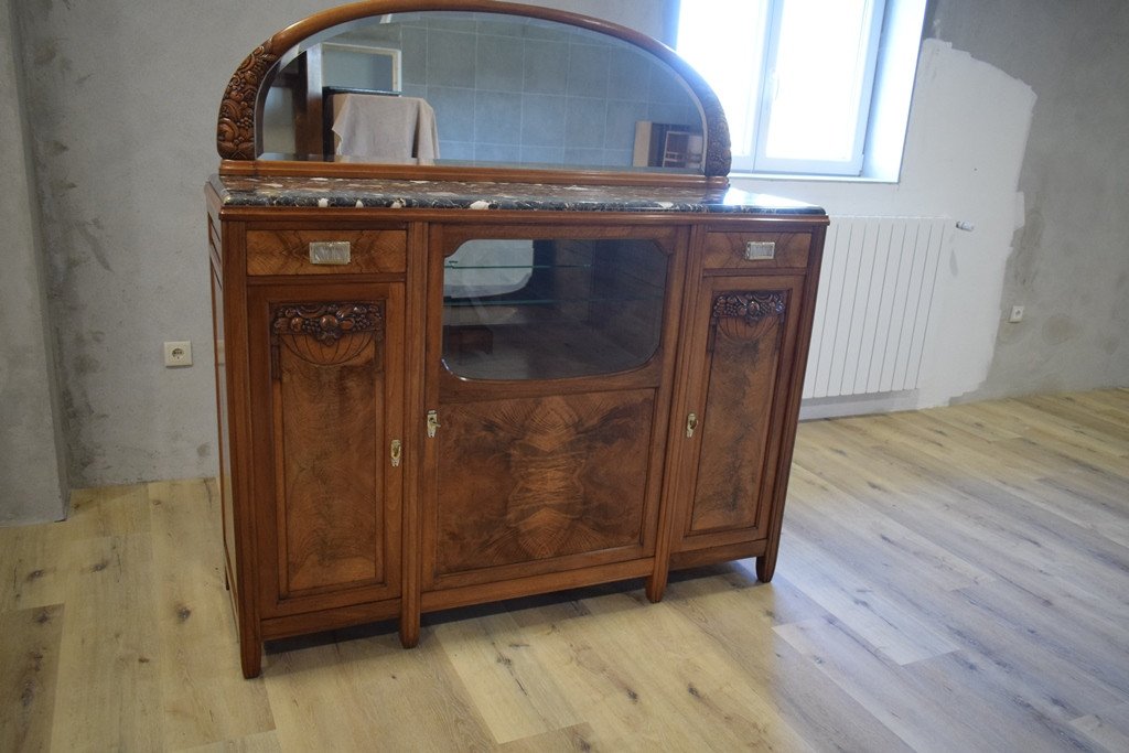 Art Deco Walnut Buffet Serving Bar-photo-2