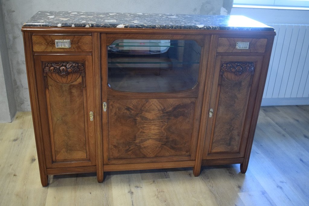 Art Deco Walnut Buffet Serving Bar