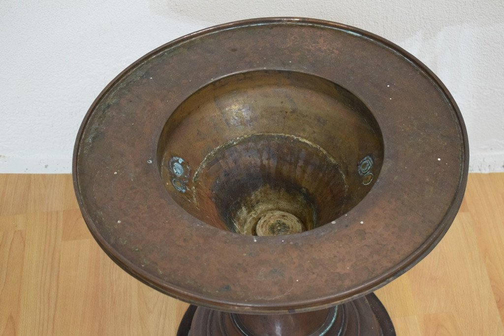 Copper Planter With Two Bronze Handles, It Is Dated 1904-photo-1