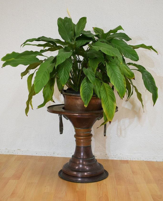 Copper Planter With Two Bronze Handles, It Is Dated 1904