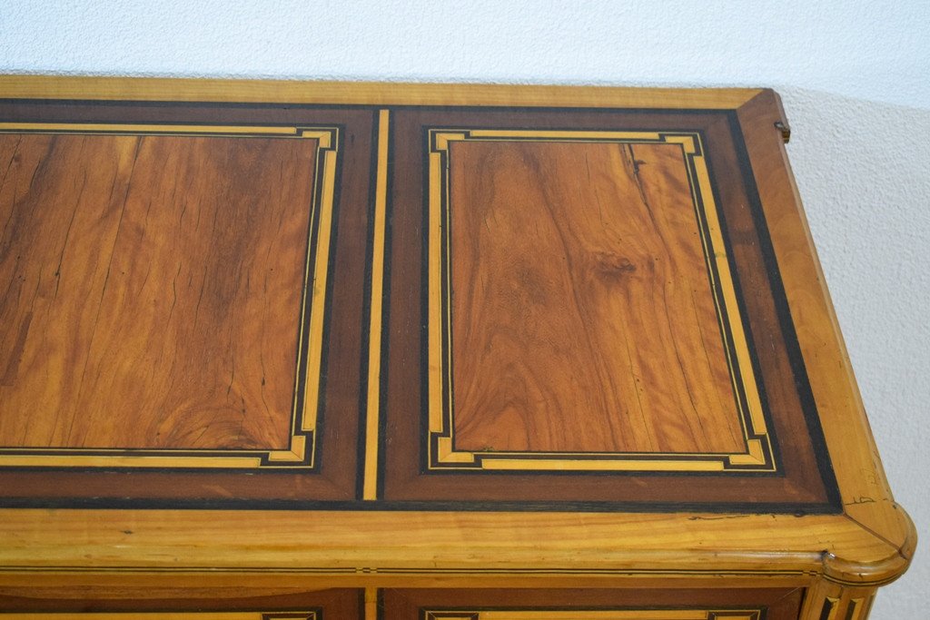 Commode Secrétaire Avec Une Marqueterie En Divers Bois, De Style Louis XVI-photo-2