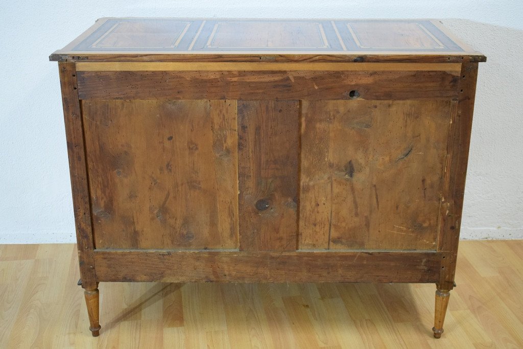 Louis XVI Style Secretary Chest Of Drawers With Marquetry In Various Woods-photo-8