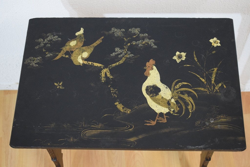 Set Of 4 Nesting Tables In Chinese Lacquer. Napoleon III Period-photo-4