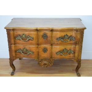 Commode Louis XV En Noyer Massif