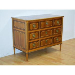 Louis XVI Style Secretary Chest Of Drawers With Marquetry In Various Woods