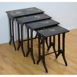 Set Of 4 Nesting Tables In Chinese Lacquer. Napoleon III Period