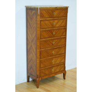 Rosewood And Palisander Chest Of Drawers With Breccia Marble Top