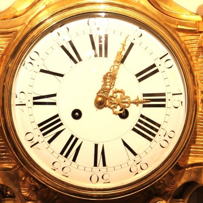 Antique French Cartel Wall Clock Gilt Bronze Louis XVI Style-photo-2