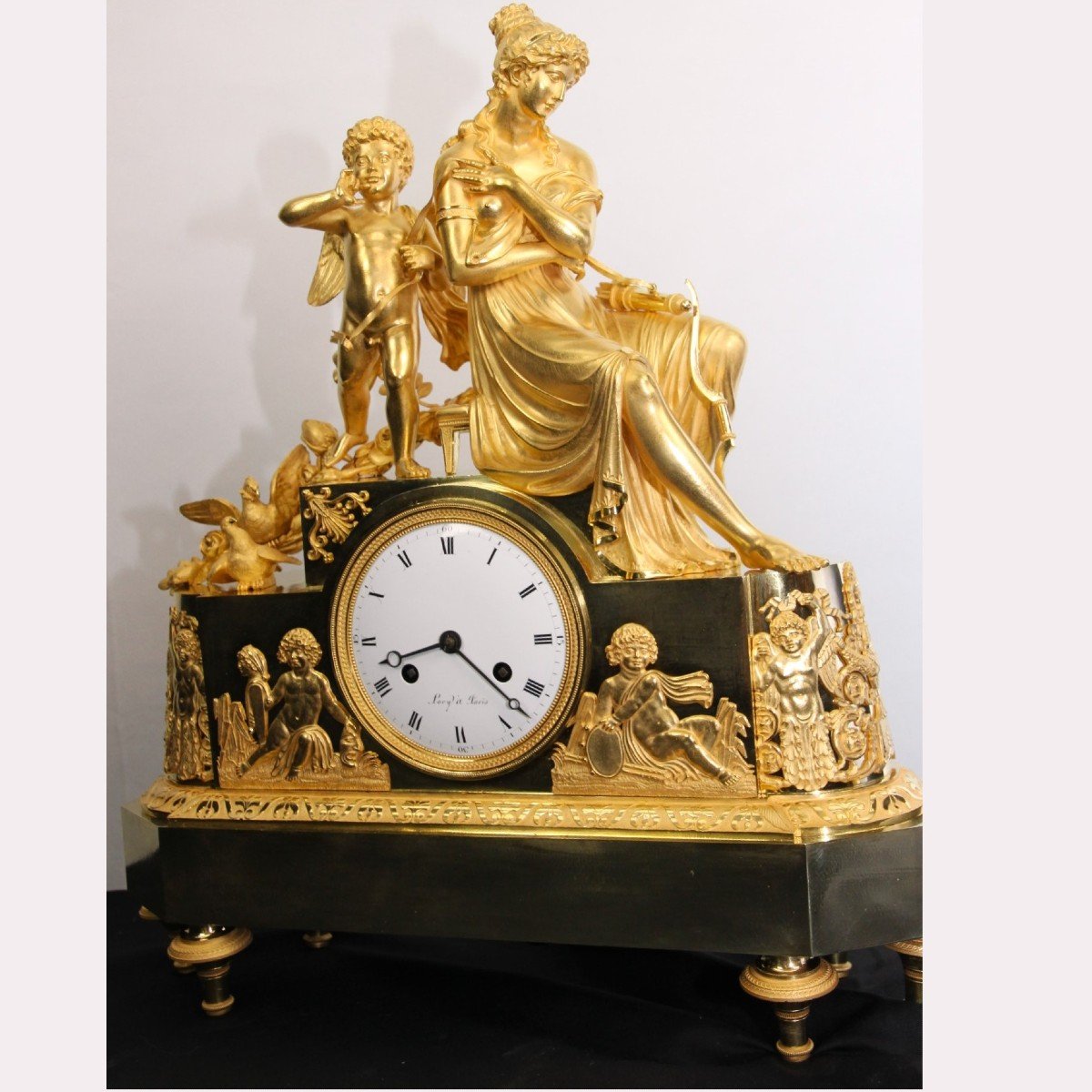 Very Special And Richly Decorated Empire Mantel Clock-photo-2