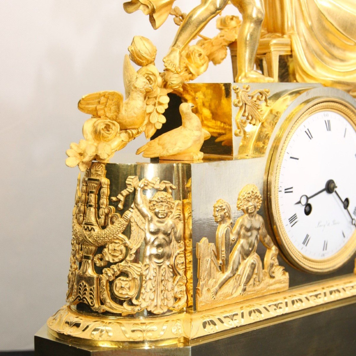 Very Special And Richly Decorated Empire Mantel Clock-photo-4