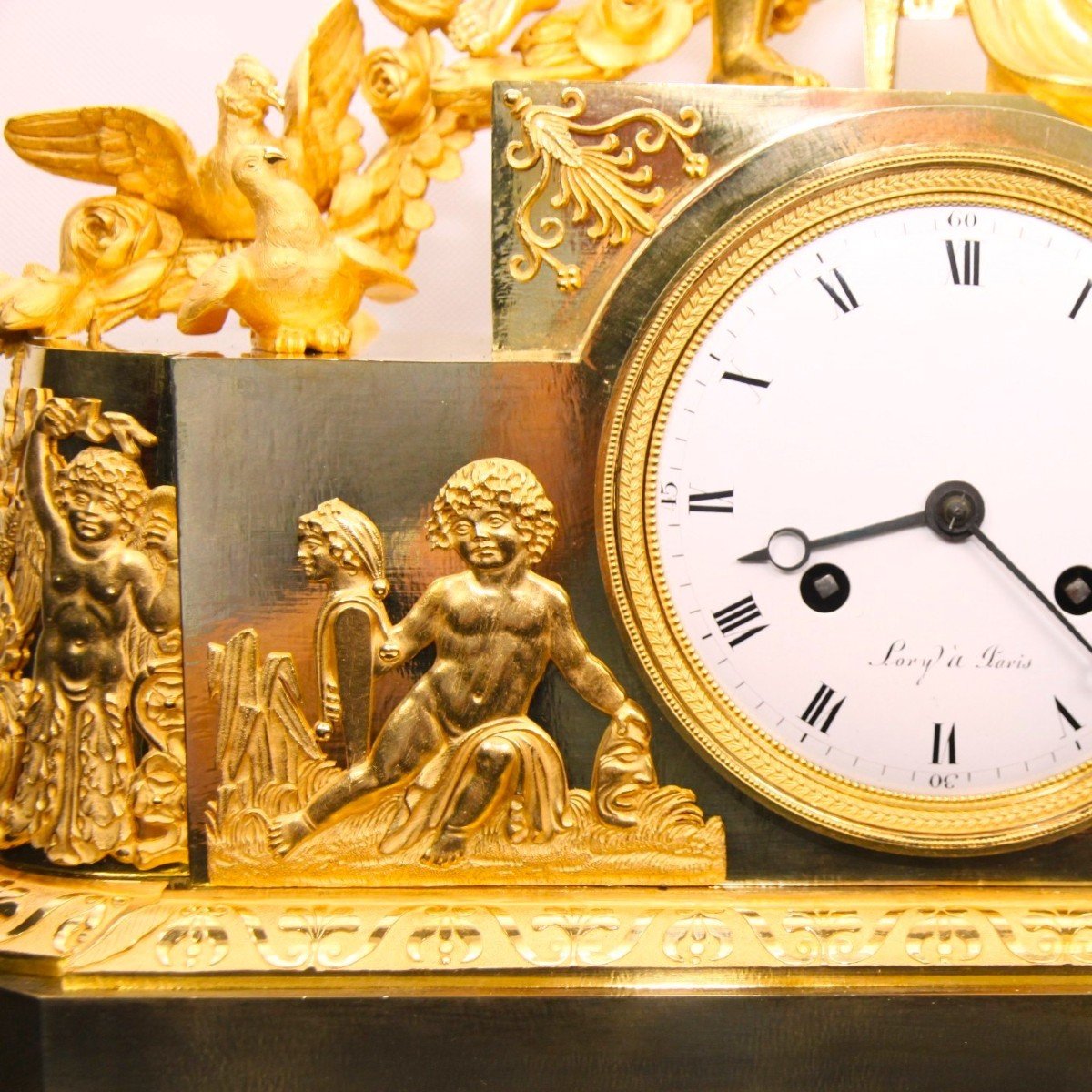 Very Special And Richly Decorated Empire Mantel Clock-photo-1