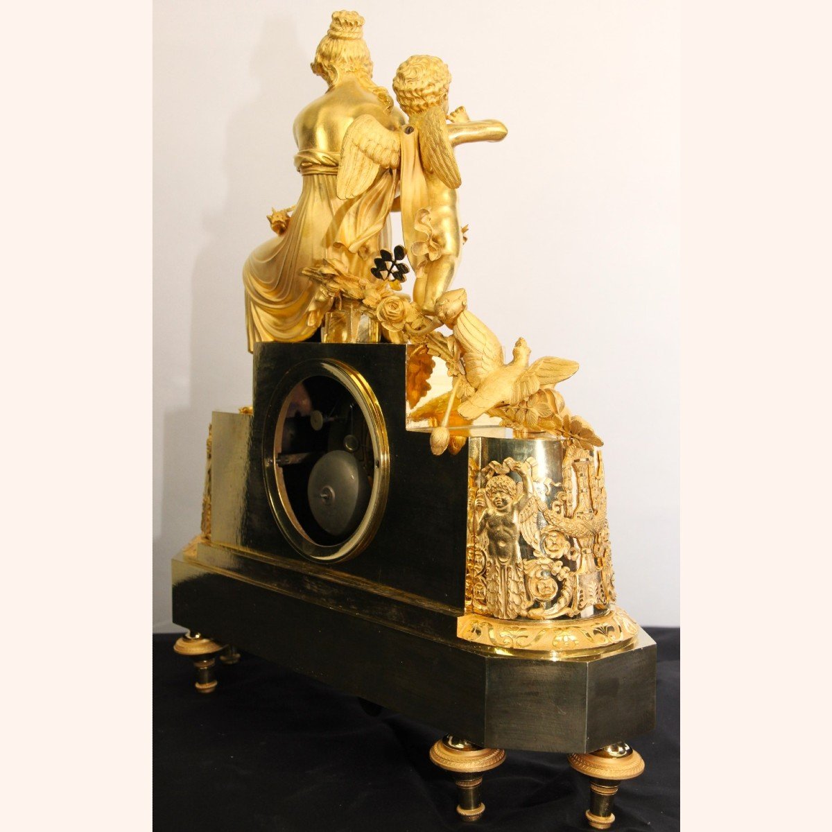 Very Special And Richly Decorated Empire Mantel Clock-photo-6