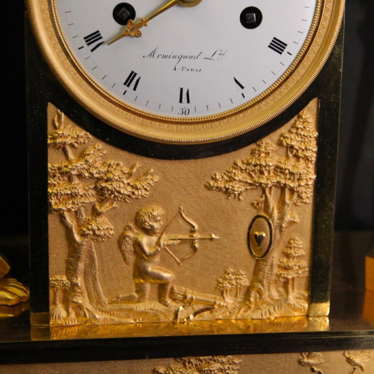 French Empire Ormolu (gilt Bronze) Mantel Clock, "the Birth Of Love"-photo-4