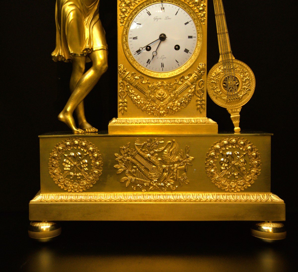 Empire Mantel Clock With Harp France Anno 1810-1820-photo-3