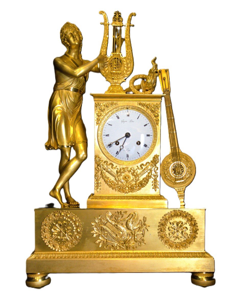 Empire Mantel Clock With Harp France Anno 1810-1820