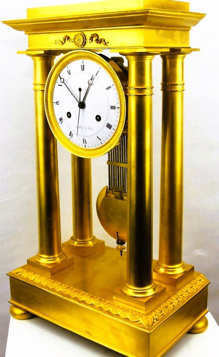 Pendule De Cheminée à Colonne En Bronze - France Vers 1820-photo-4