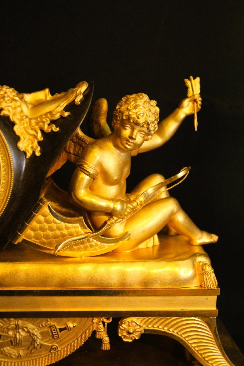 Empire Clock France Circa 1810 Mantelpiece And Gilt Bronze And Patina Very Special Model-photo-2