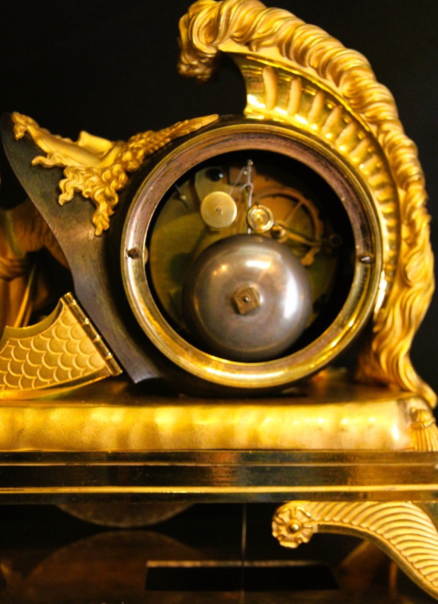 Empire Clock France Circa 1810 Mantelpiece And Gilt Bronze And Patina Very Special Model-photo-4