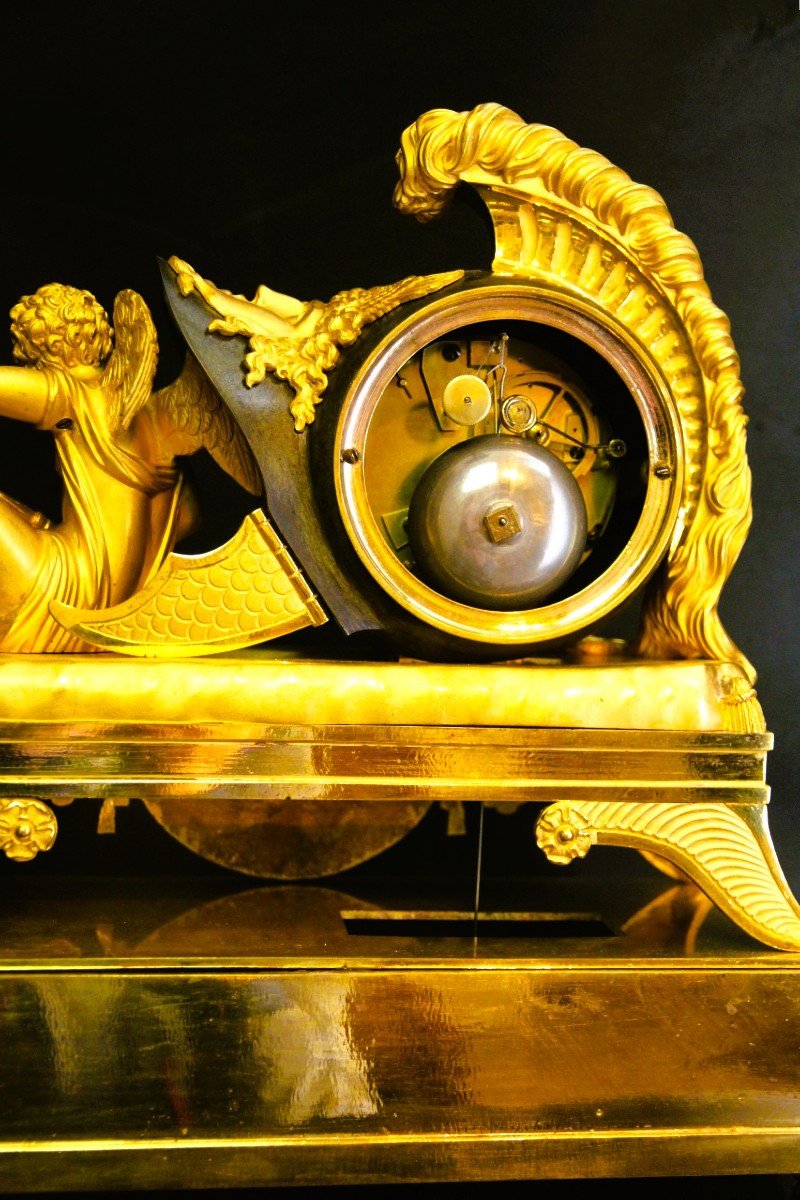 Empire Clock France Circa 1810 Mantelpiece And Gilt Bronze And Patina Very Special Model-photo-5