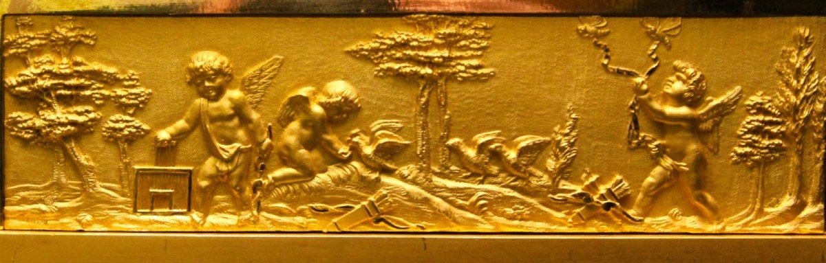 Empire Gilt Bronze Clock "the Birth Of Love" France 1810-photo-3