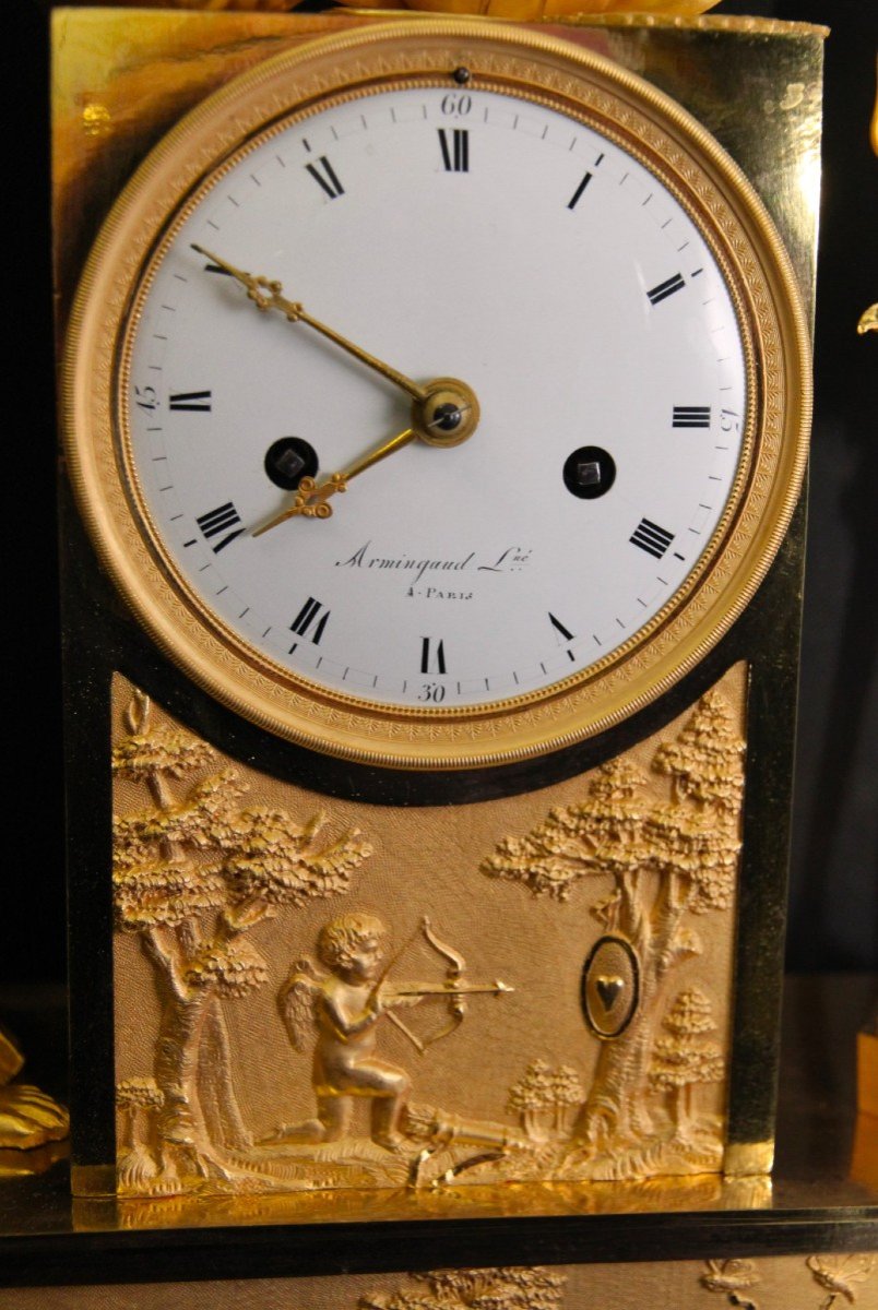 Empire Gilt Bronze Clock "the Birth Of Love" France 1810-photo-3