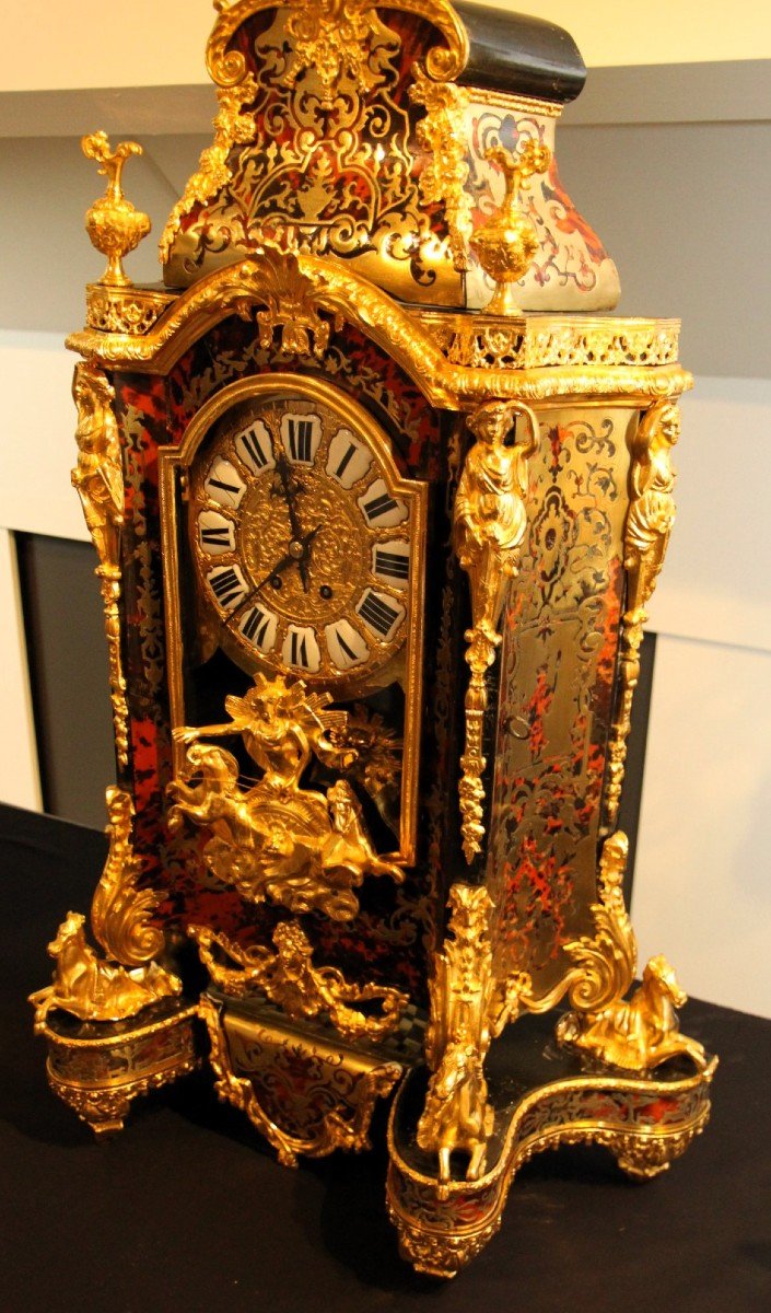 Boulle Clock Red Turtle Horse Type Boulle 1850-1860-photo-3