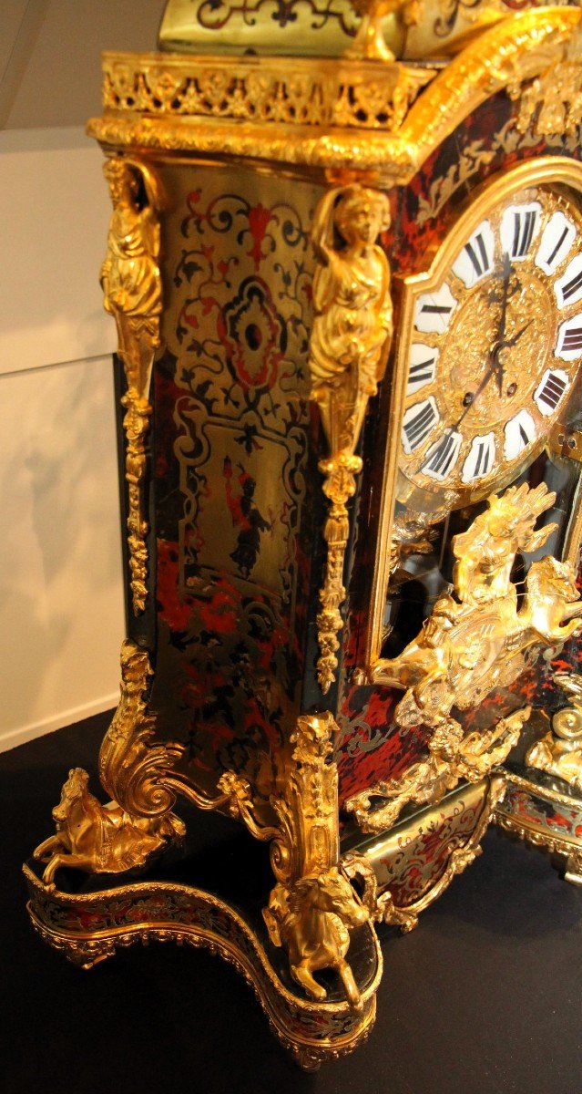 Boulle Clock Red Turtle Horse Type Boulle 1850-1860-photo-4