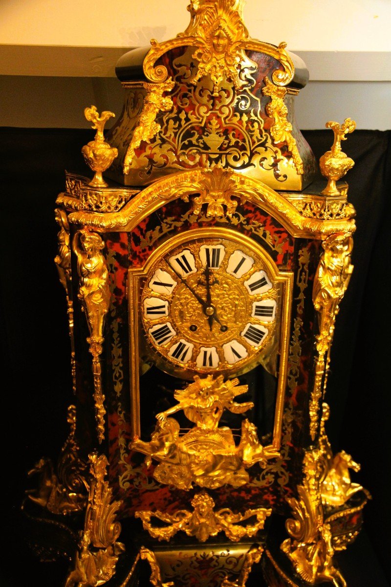 Boulle Clock Red Turtle Horse Type Boulle 1850-1860-photo-4