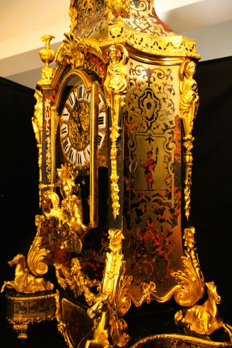 Boulle Clock Red Turtle Horse Type Boulle 1850-1860-photo-7