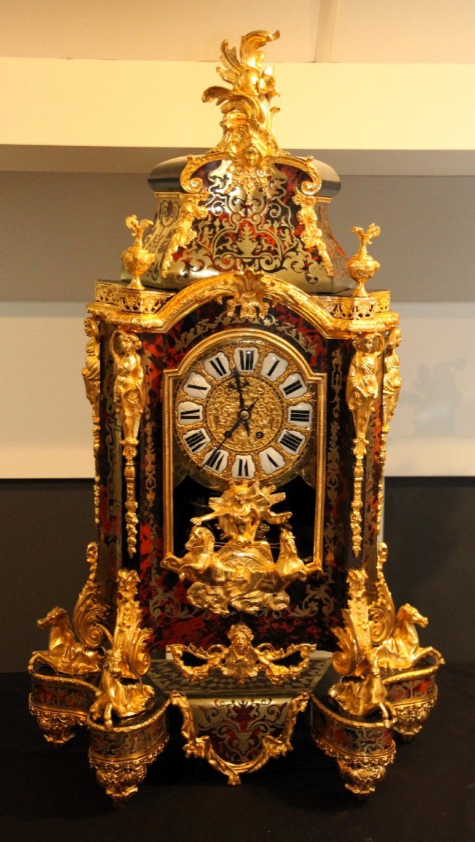 Boulle Clock Red Turtle Horse Type Boulle 1850-1860