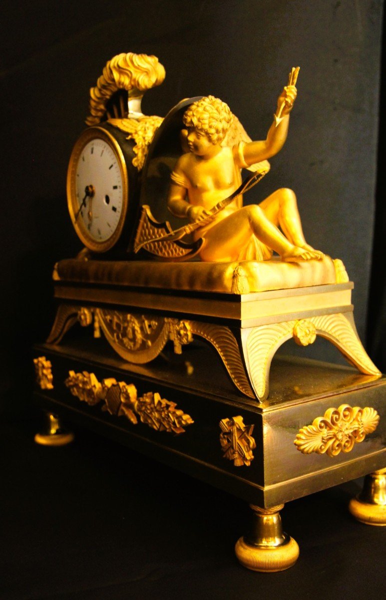 Empire Clock France Circa 1810 Mantelpiece And Gilt Bronze And Patin-photo-2