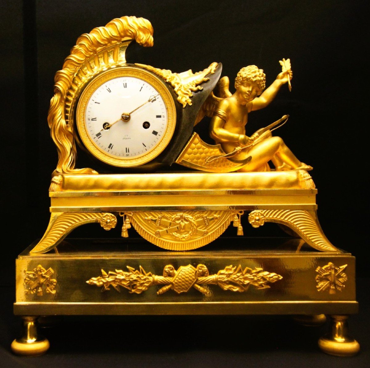 Empire Clock France Circa 1810 Mantelpiece And Gilt Bronze And Patin-photo-6