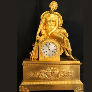 Large Antique Ormolu  Mantel Clock "fortuna With The Horn Of Plenty"