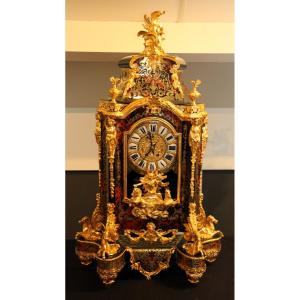 Pendule Boulle Tortue Rouge Type Cheval Boulle 1850-1860