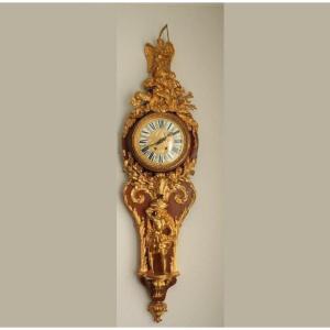 Antique Mahogany Cartel French Wall Clock Ormolu Gilt Bronze