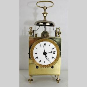 Antique French Officer's Travel Clock, Capucine Mantel Clock, Travel Alarm Clock