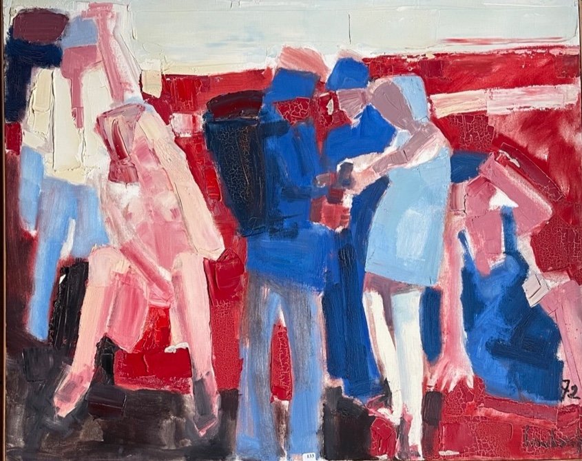 Pierre Longchamps (1925-1978) Hst Datée 72 " Vendangeurs"