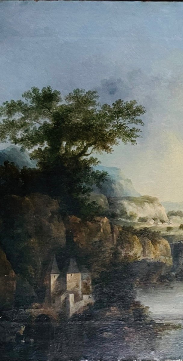 Louis BELLANGER 1756-1816 - Huile Sur Toile "Paysage lacustre"-photo-2