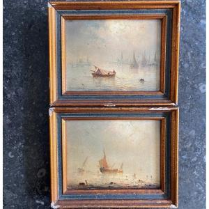 Victor Robert 1813-1888 - Pair Of Miniature Marines