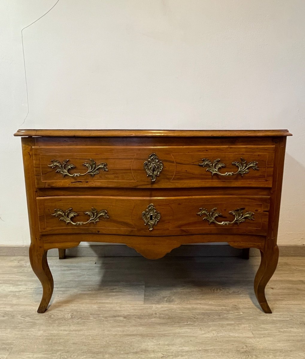 Commode Sauteuse d'époque Louis XV Galbée Sur 3 Faces