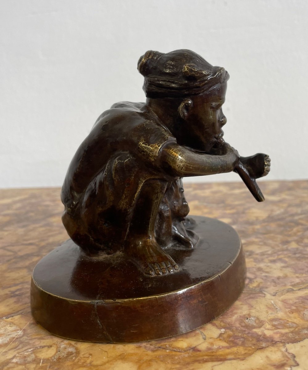 "the Snake Charmer" Bronze Subject With Brown Patina-photo-4