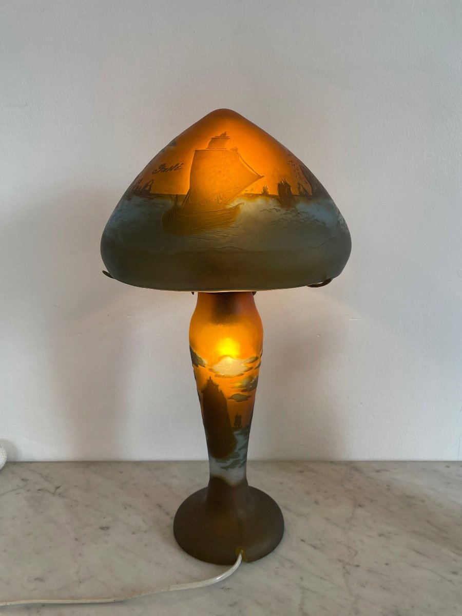 Mushroom Lamp Signed Gallé Tip -photo-2